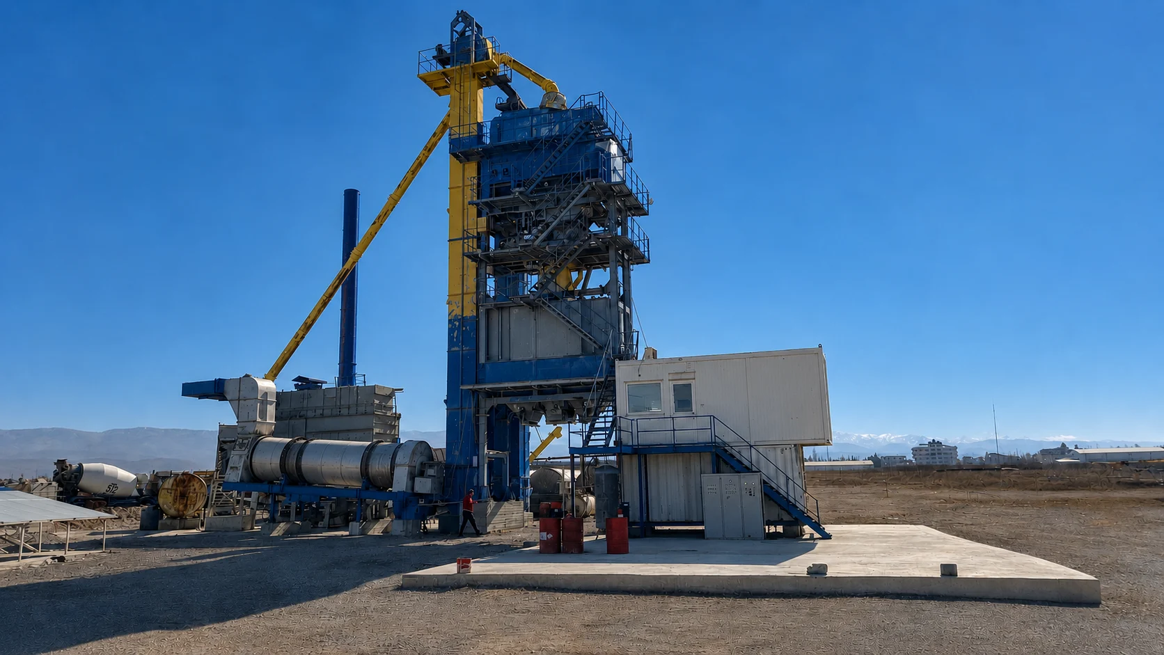 Asphalt batching plant installed on site